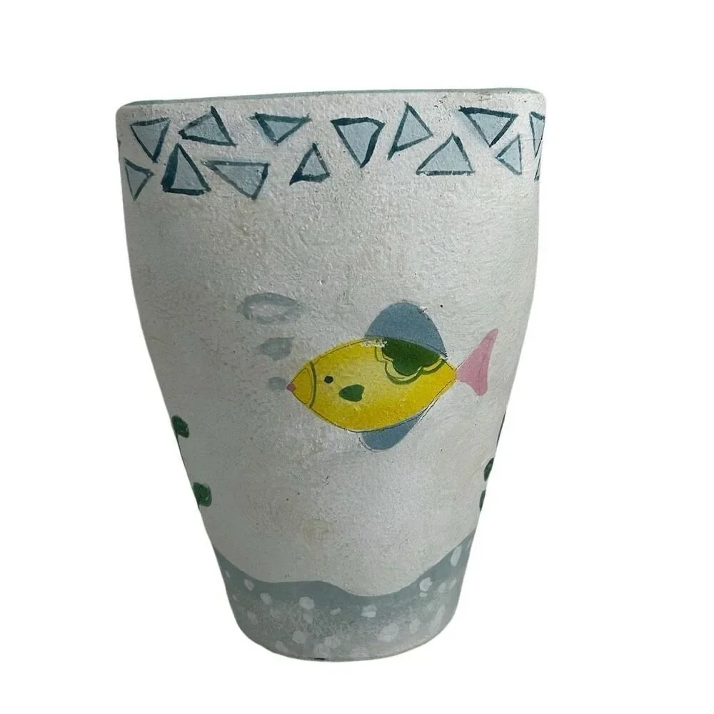 Vtg Asian Pottery Vase 7 3/4